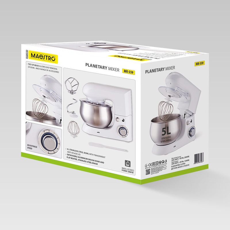Bat­teur planétaire MAESTRO MR-559 avec bol de 5,0 l, 2000 W blanc
