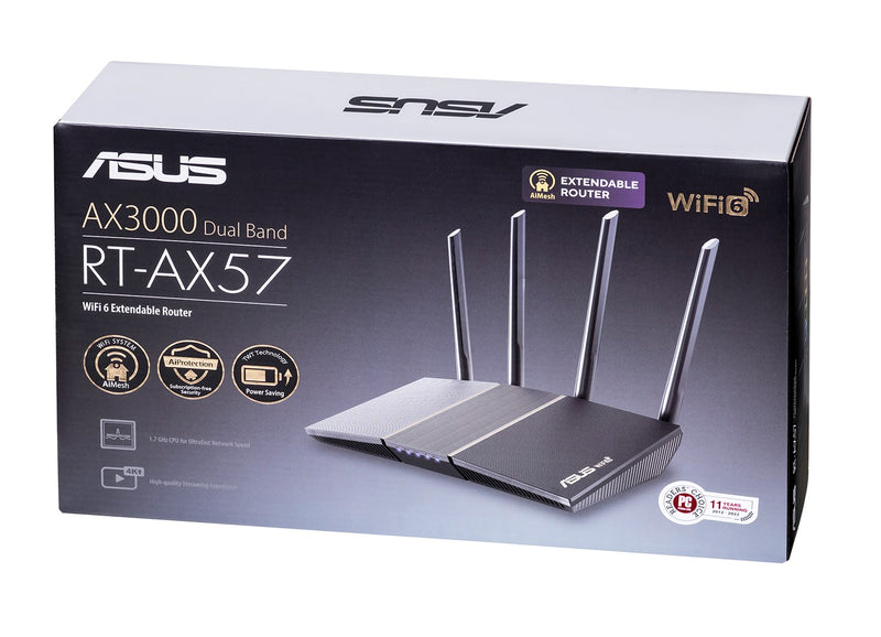 ASUS RT-AX57 Wi-Fi 6 Dual-Band Tabletop Router with Gigabit Ethernet