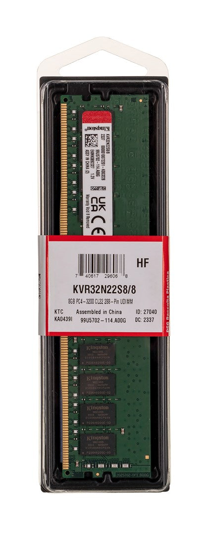 Kingston Technology ValueRAM KVR32N22S8/8 Speichermodul 8 GB 1 x 8 GB DDR4 3200 MHz