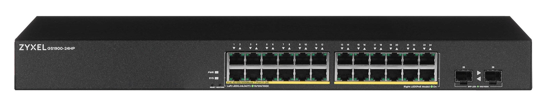Zyxel GS1900-24HP Managed Gigabit Ethernet (10/100/1000) 1U Black