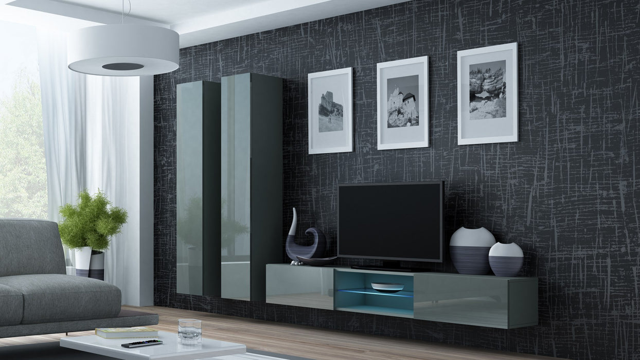 Cama Living room cabinet set VIGO 19 grey/grey gloss