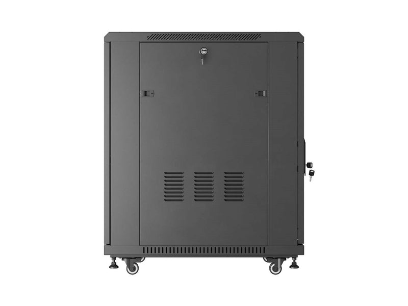 19" 18U 600 × 800 BLACK FLOOR-STANDING RACK CABINET WITH GLASS DOOR, LANBERG (FLAT PACK)