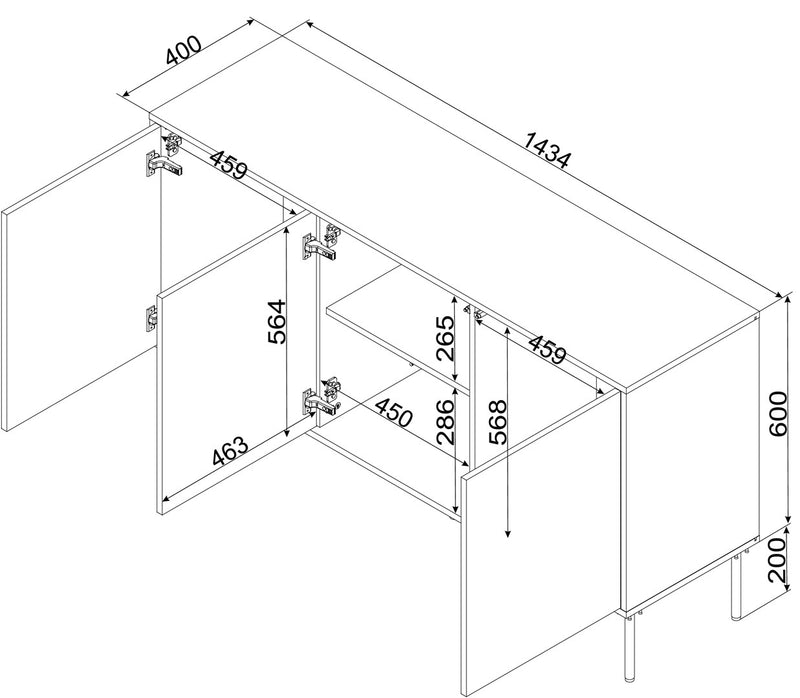 Cama INSERTO 3D chest of drawers 143.5x40x80 black + LED