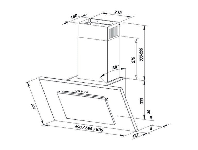MAAN Vertical 2 90 305 m3/h Wall-mounted canopy, Black