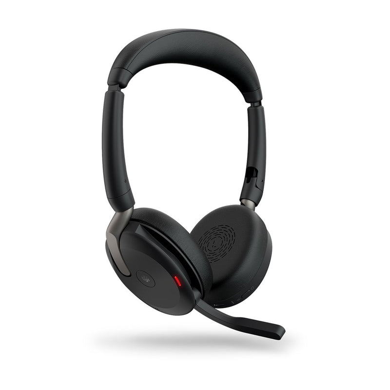 Jabra Evolve2 65 Flex MS Stereo - Headset - on-ear - Bluetooth - wireless - active noise cancelling - USB-C - black - with wireless charging pad - Cer