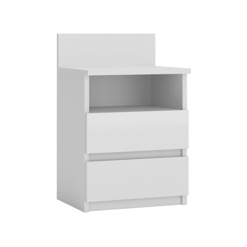 Topeshop M1 BIEL MAT table de chevet 2 tiroirs Blanc