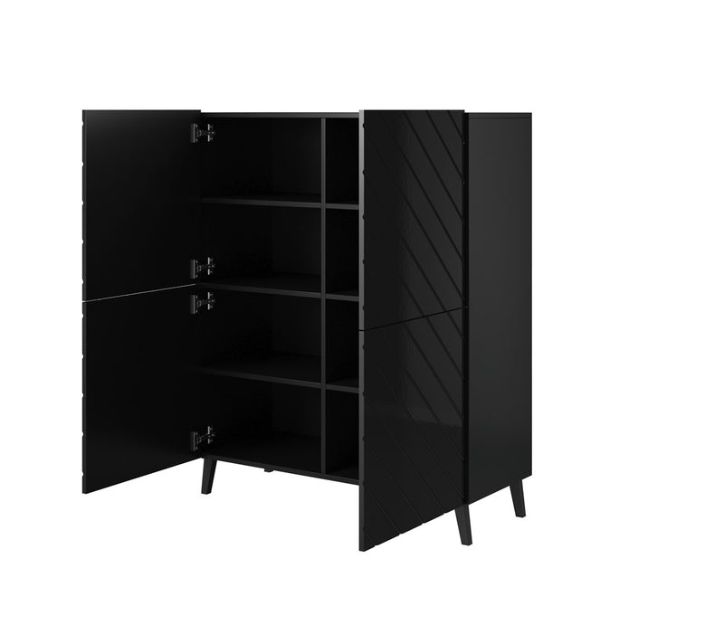 Étagère ABETO 100,5 x 40 x 121,5 cm noir/noir brillant