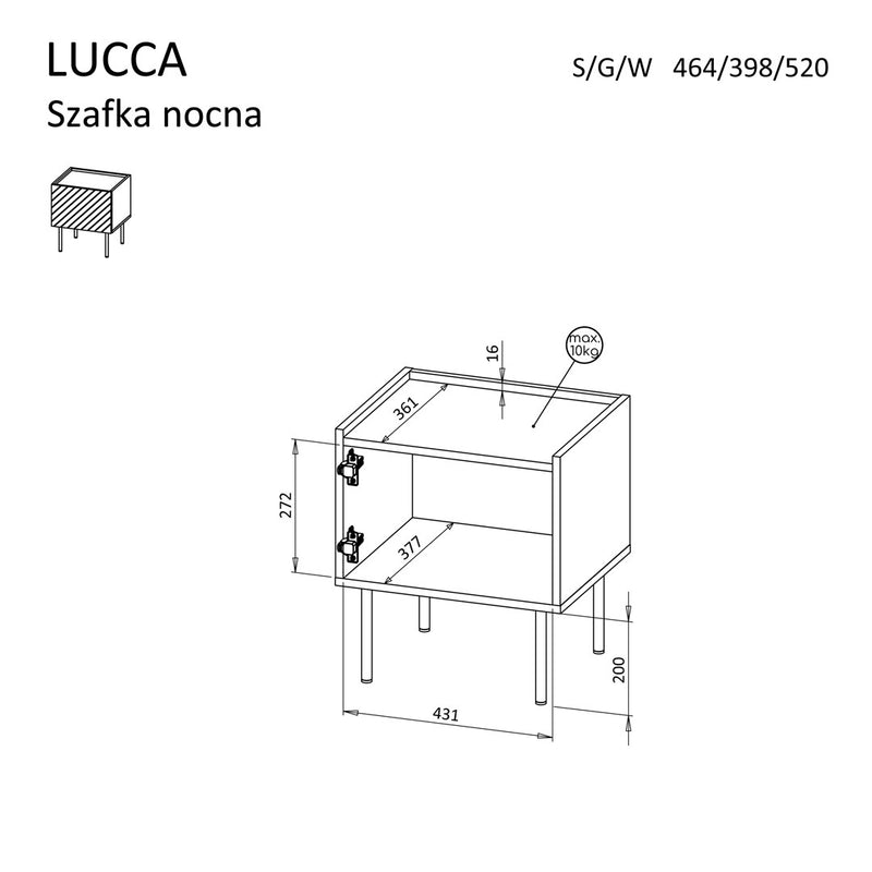 Cama LUCCA bedside cabinet, 2 pcs, 47x40x52, cashmere