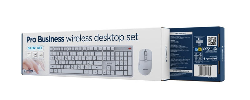 Gembird KBS-WMS-01-W-CYRL Silent key Pro Business wireless desktop set, white, RU layout