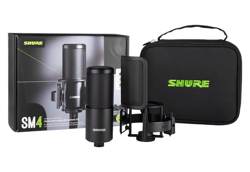 Shure SM4-K-KIT - condenser microphone, externally polarised, handle, popfilter, case