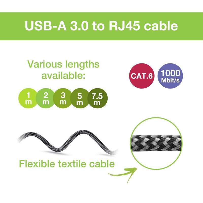 Techly ICOC U3A-RJ45-010 networking cable Black, Silver 1 m Cat6 F/UTP (FTP)