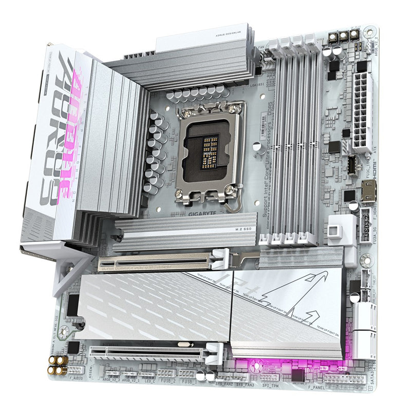 GIGABYTE B860M AORUS ELITE WF6E ICE Motherboard - Intel Core Ultra Series CPUs, 12+1+2+1 Phases VRM, up to 9200MHz DDR5, 1xPCIe 5.0 + 2xPCIe 4.0 M.2,