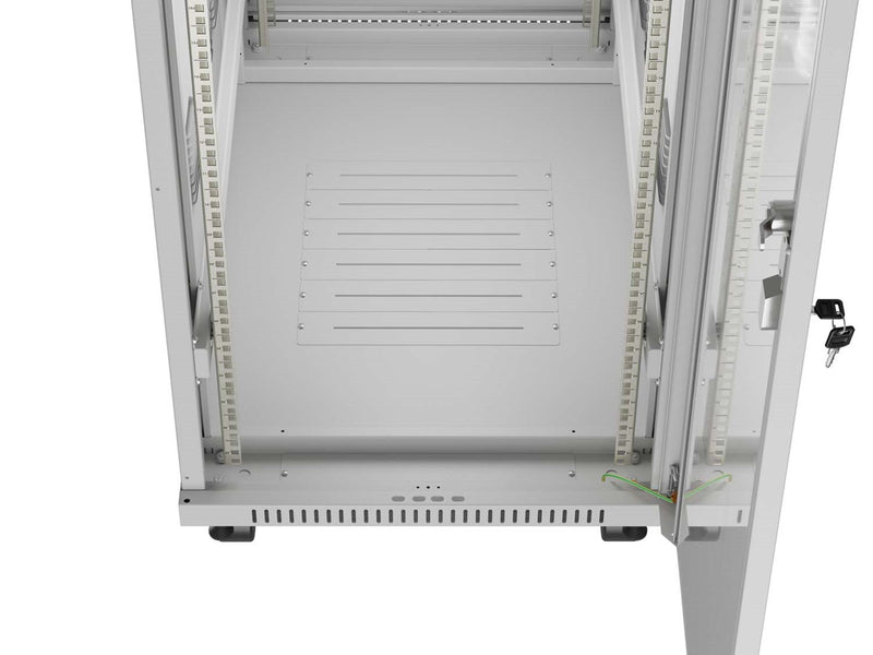 19" 42U 600 × 1000 GREY FLOOR-STANDING RACK CABINET WITH GLASS DOOR AND LCD, LANBERG (FLAT PACK)
