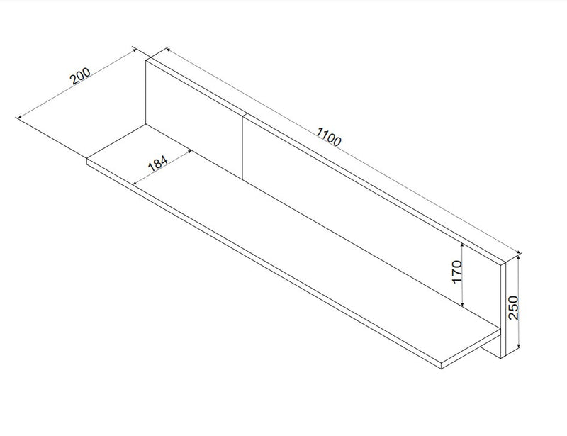 Cama MERCI shelf 110x20x25 black/oak artisan