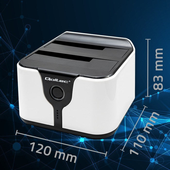 Qoltec 50309 HDD SSD 2.5" 3.5" docking station | SATA III | USB 3.0 | Super speed 5Gb/s | with Clonning function