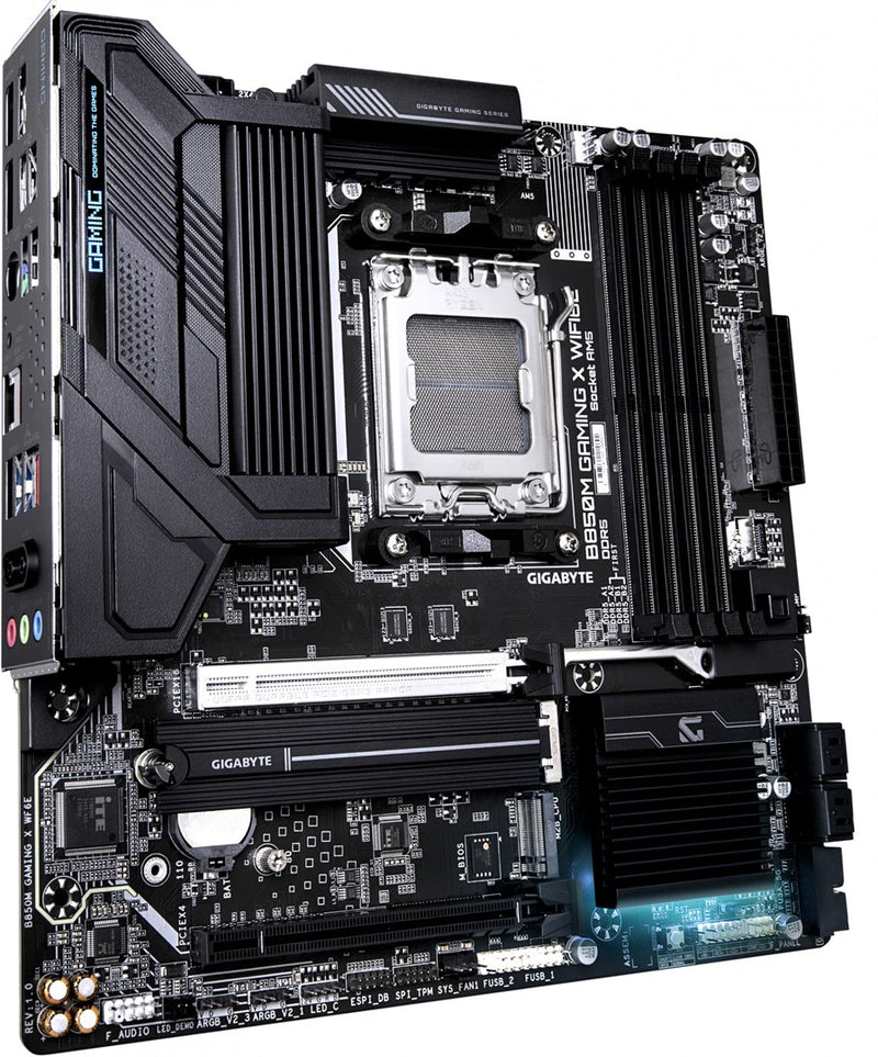 GIGABYTE B850M GAMING X WIFI6E Motherboard - AMD Ryzen 9000 Series CPUs, 10+2+2 Phases Digital VRM, up to 8200MHz DDR5 (OC), 1xPCIe 5.0 + 1xPCIe 4.0 M
