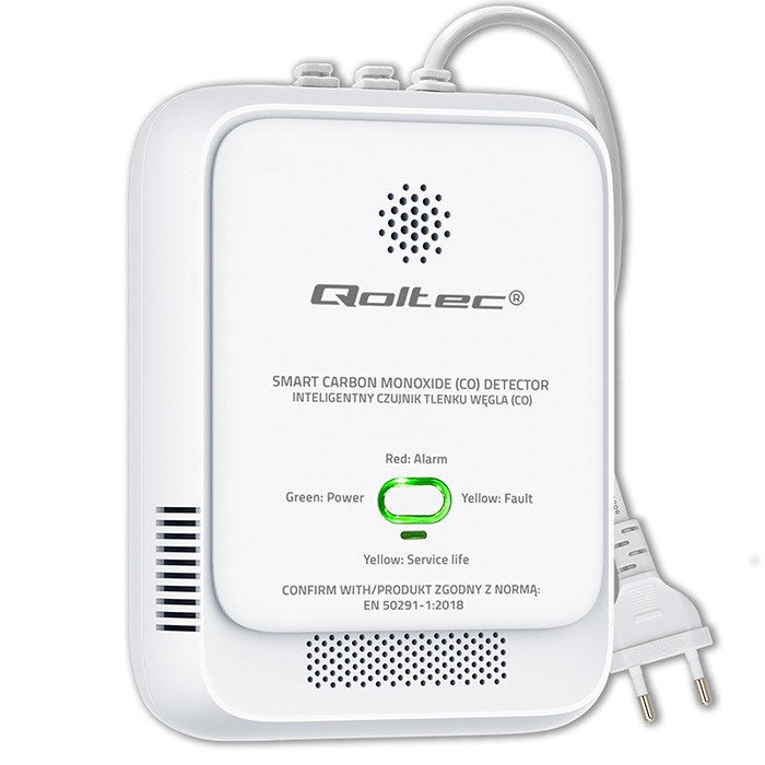 Qoltec 52576 Carbon monoxide sensor | CO detector | alarm 85dB | LED