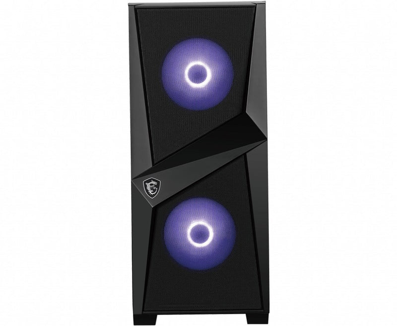 MSI MAG FORGE 100M Mid Tower Gaming Computer Case 'Black, 2x 120mm ARGB PWM Fan, 1x 120mm Fan, 1-6 ARGB Hub, Mystic Light Sync, Tempered Glass Panel,