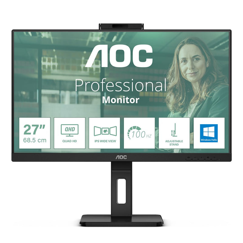 AOC Pro-line Q27P3CW - Moniteur LED - 27" - 2560 x 1440 QHD @ 75 Hz - IPS - 350 cd/m² - 1000:1 - 4 ms - 2xHDMI, DisplayPort, USB-C - haut-parleurs - noir