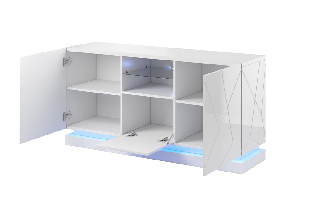 QIU 2D1K chest of drawers 150x41.5x75 cm glossy white/glossy white