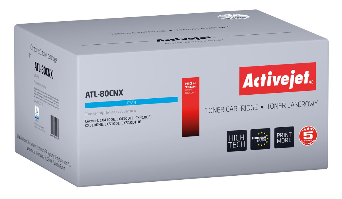 Activejet ATL-80CNX Toner (replacement Lexmark 80C2HCE, Supreme; 3000 pages; blue)