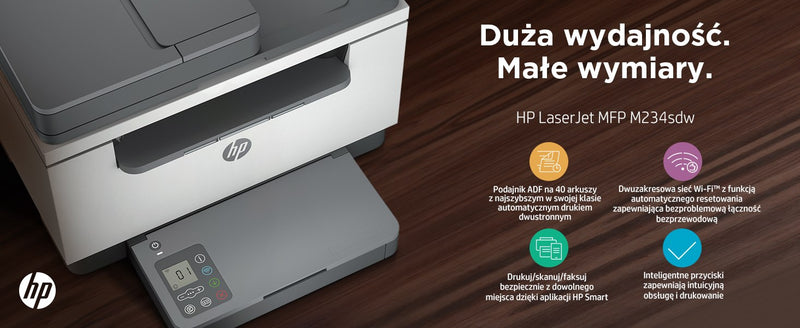 HP LaserJet MFP M234sdw Printer, Black and white, Printer for Small office, Print, copy, scan, Scan to email; Scan to PDF; Compact Size; Energy Effici