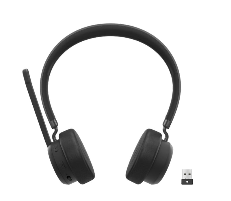 Lenovo - Headset - on-ear - Bluetooth - wireless - USB-A via Bluetooth adapter - black - Certified for Microsoft Teams