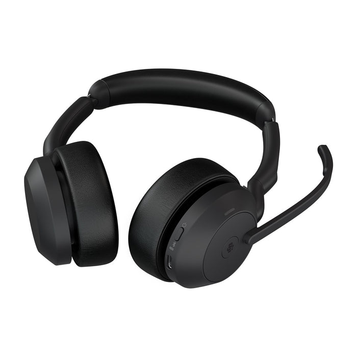 Jabra Evolve2 55 MS Stereo - Headset - on-ear - Bluetooth - wireless - active noise cancelling - USB-A - black - Zoom Certified, Certified for Microso
