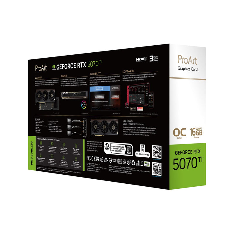 ASUS ProArt - OC Edition - graphics card - GeForce RTX 5070 Ti - 16 GB GDDR7 - PCI Express 5.0 - HDMI, 2 x DisplayPort, USB-C