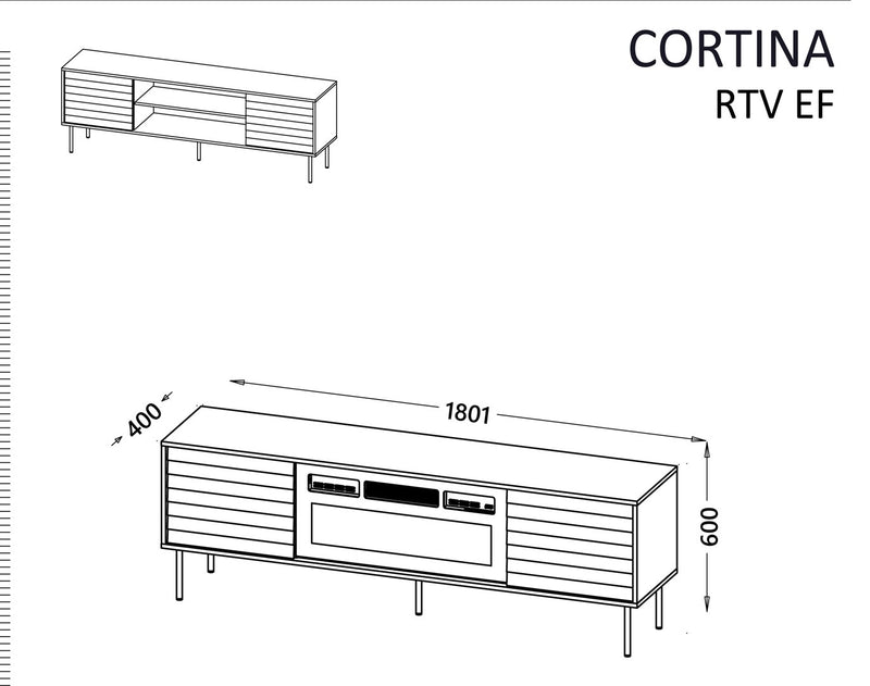 Cama EF CORTINA TV cabinet 180x40x60 black