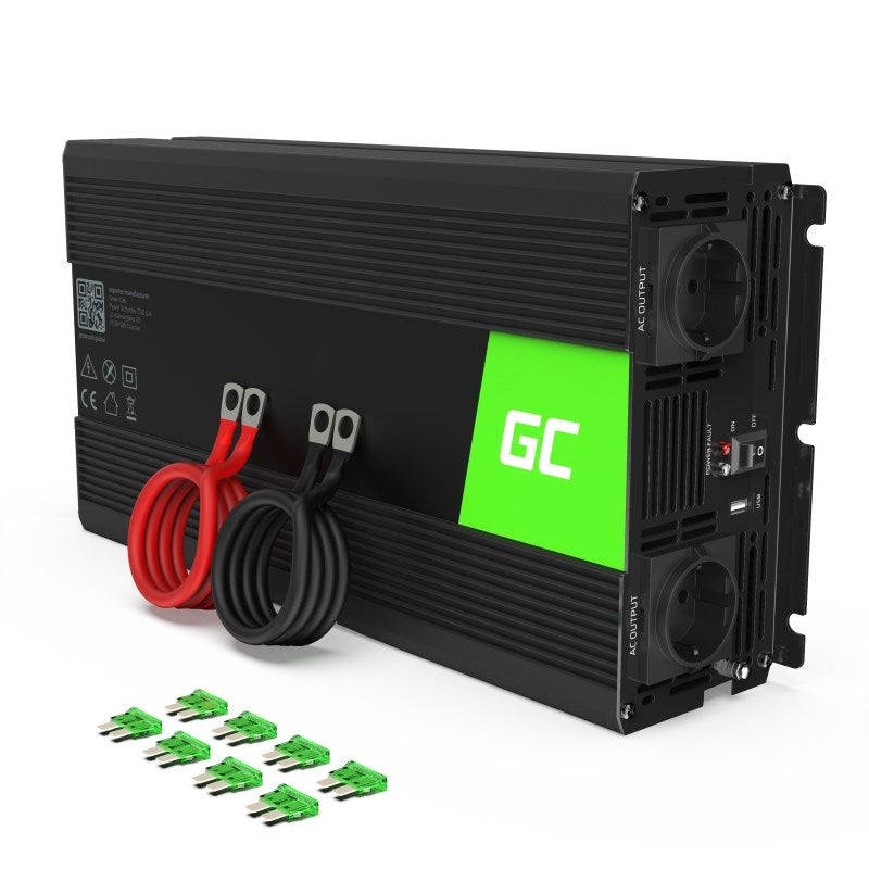 Green Cell INV25 Netzteil/Wechselrichter Auto 1500 W Schwarz