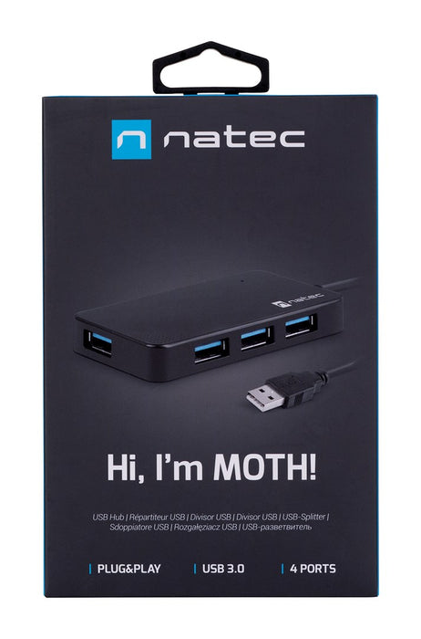 NATEC Hub USB 3.0 Moth (4 ports, black)