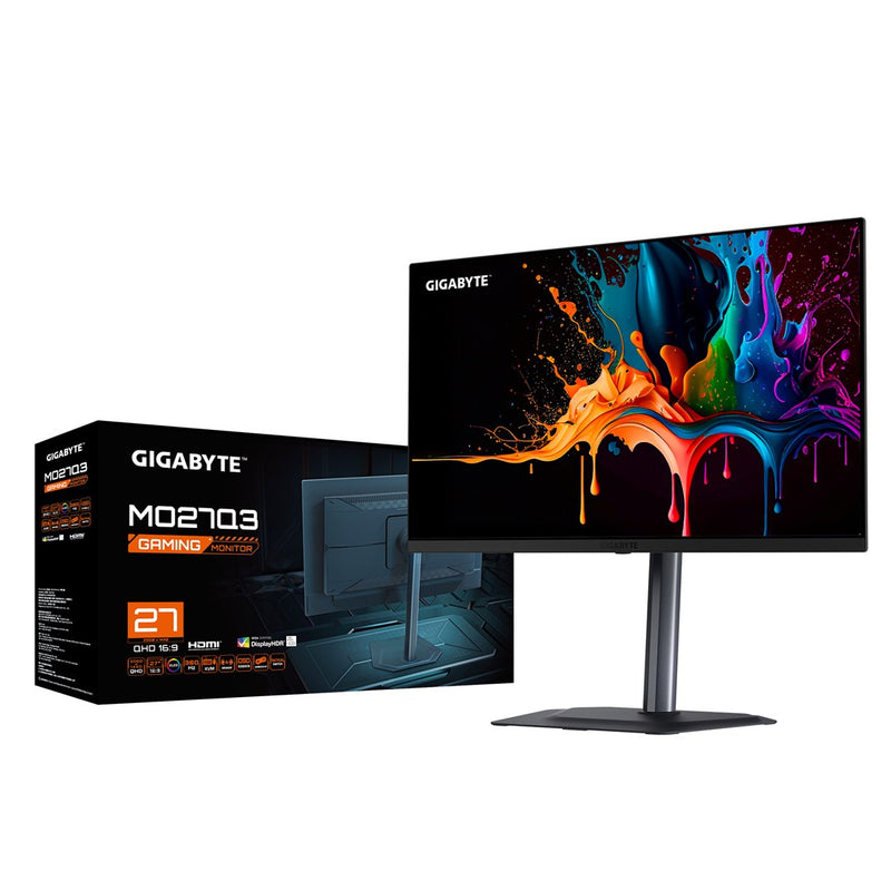 GIGABYTE MO27Q3 27” OLED QHD Gaming Monitor - 2560 x 1440, 360Hz, 0.03ms, 250 cd/m2, G-Sync Compatible, FreeSync Premium Pro, Display HDR True Black 4