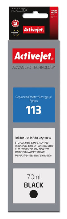 Activejet AE-113Bk ink (replacement for Epson 113 C13T06B140; Supreme; 70 ml; black)