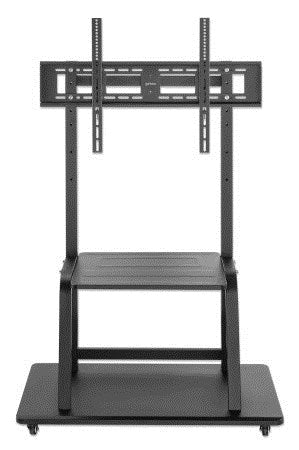 Manhattan TV & Monitor Mount, Trolley Stand, 1 screen, Screen Sizes: 37-100", Black, VESA 200x200 to 800x600mm, Max 150kg, Shelf and Base for Laptop o