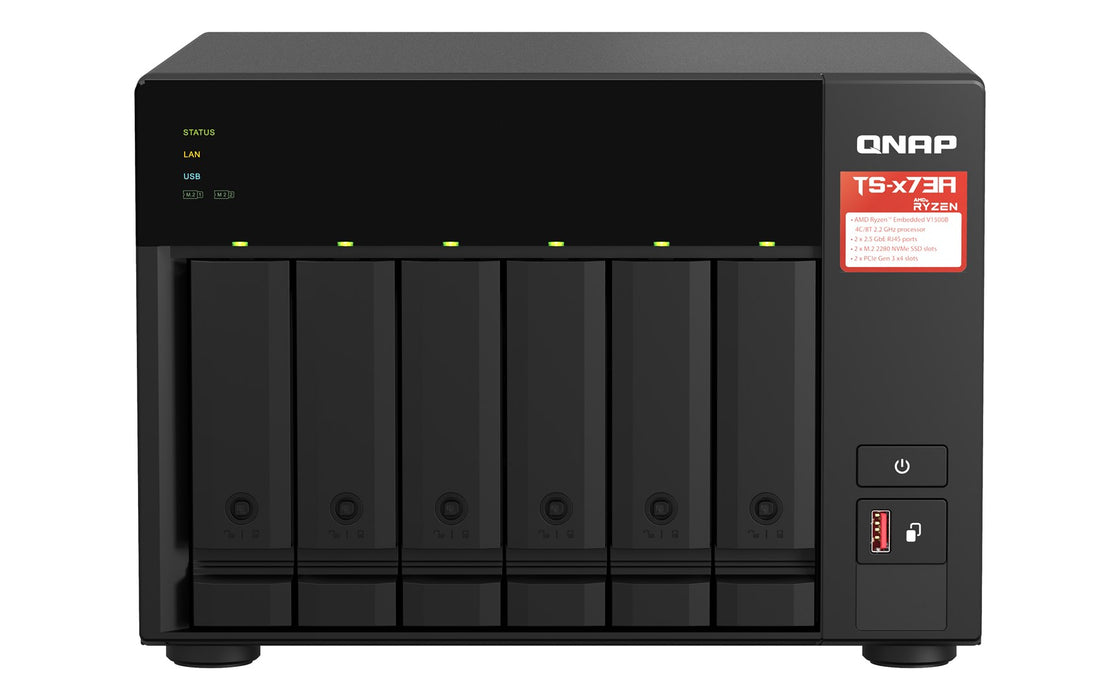 QNAP TS-673A - NAS server - 6 bays - SATA 6Gb/s - RAM 8 GB - Gigabit Ethernet / 2.5 Gigabit Ethernet
