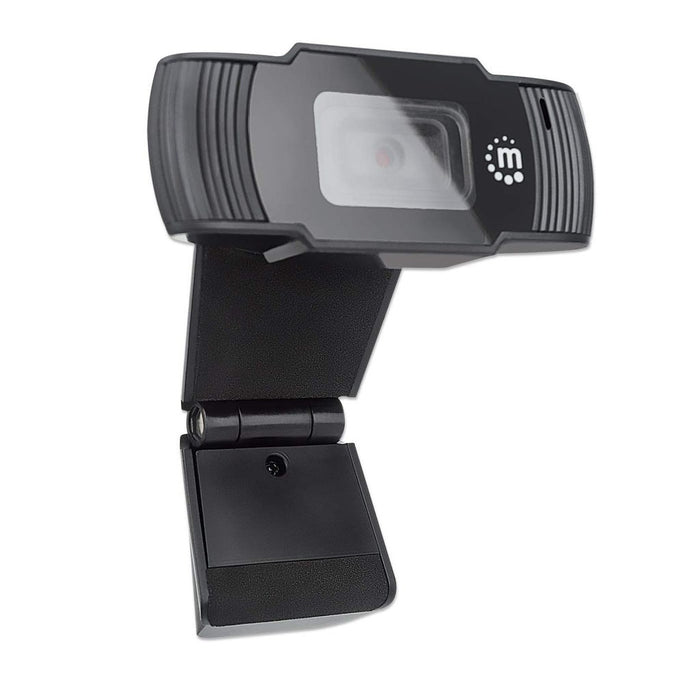 Manhattan USB Webcam, Two Megapixels (Clearance Pricing), 1080p Full HD, USB-A, Integrated Microphone, Adjustable Clip Base, 30 frame per second, Blac
