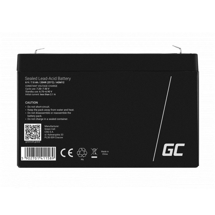 Green Cell AGM12 industrial rechargeable battery Sealed Lead Acid (VRLA) 7000 mAh 6 V