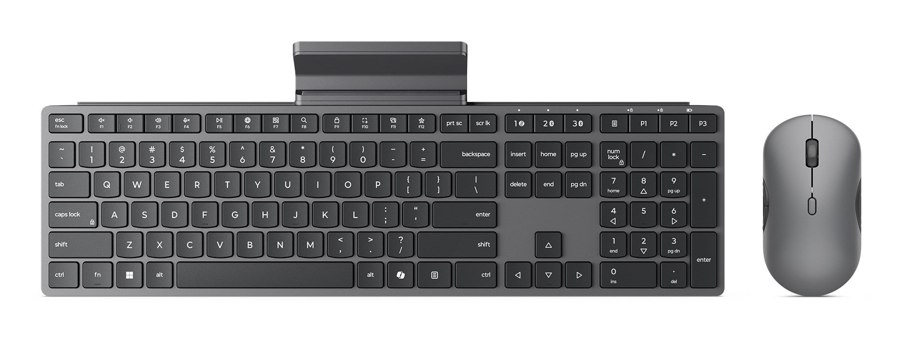 Lenovo 700 Modern keyboard Mouse included Office RF Wireless + Bluetooth US English Grey