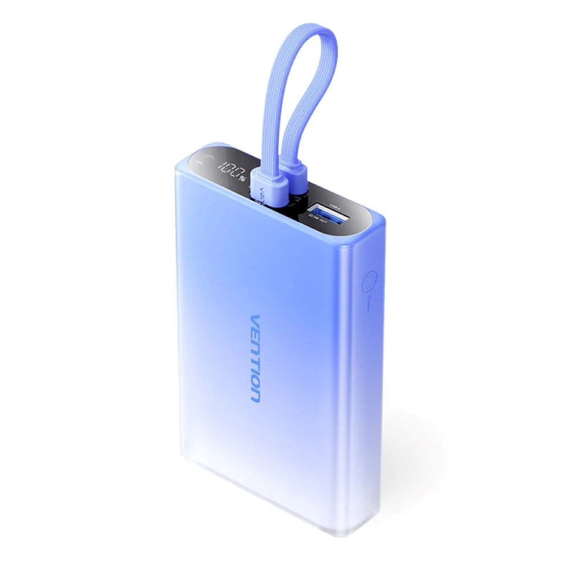 Vention 10000mAh Powerbank mit LED-Anzeige, USB-C + Lightning + USB-A, 22.5W (blau)