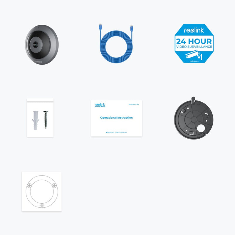 Reolink Série Fisheye P520 - Caméra Fisheye PoE Intérieure 6 Mpx, Vue à 360°, Plusieurs Modes d'Affichage, Détection de Personnes