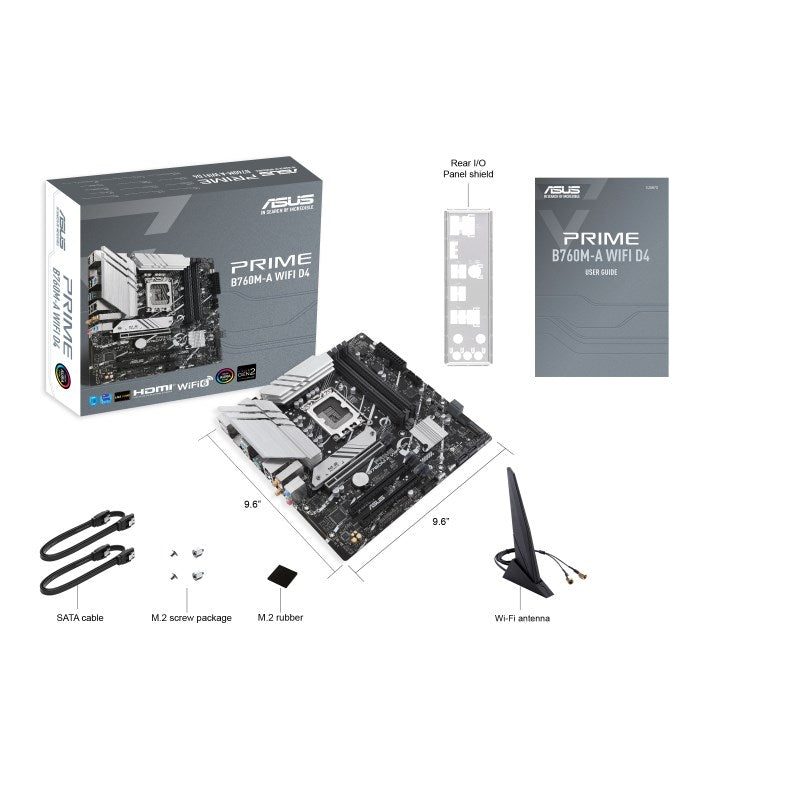 ASUS PRIME B760M-A WIFI D4 - Motherboard - micro ATX - LGA1700 Socket - B760 Chipset - USB 3.2 Gen 2, USB 3.2 Gen 1, USB-C 3.2 Gen 1 - 2.5 Gigabit LAN