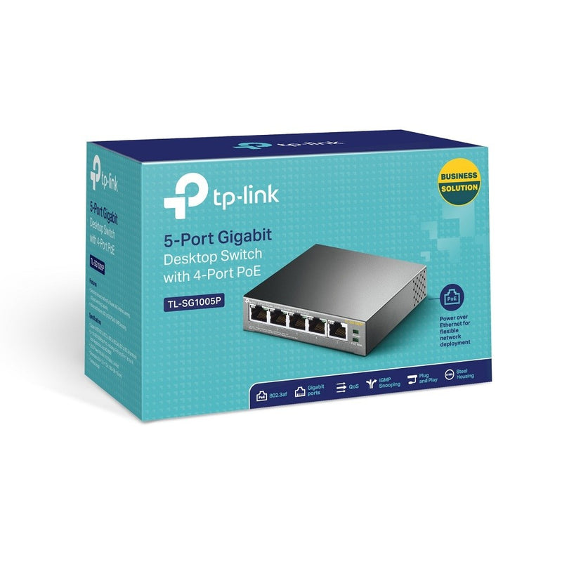 TP-Link TL-SG1005P - Switch - unmanaged - 4 x 10/100/1000 (PoE) + 1 x 10/100/1000 - desktop - PoE (56 W)
