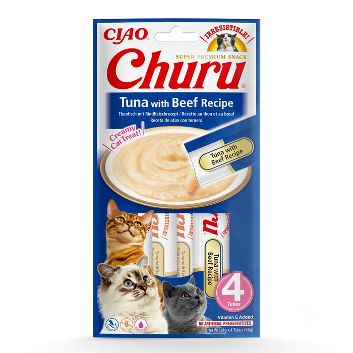 INABA Churu Tuna with Beef Recipe - cat treats - 4x14 g