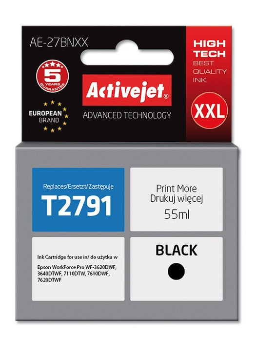 Activejet AE-27BNXX Ink cartridge (replacement for Epson 27XXL T2791; Supreme; 55 ml; black)