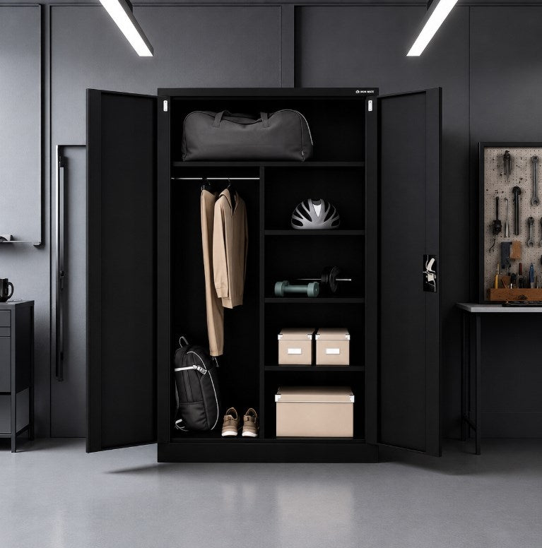 Iron Mate SATURN Metal Utility Cupboard 185x90x45 Black RAL9005