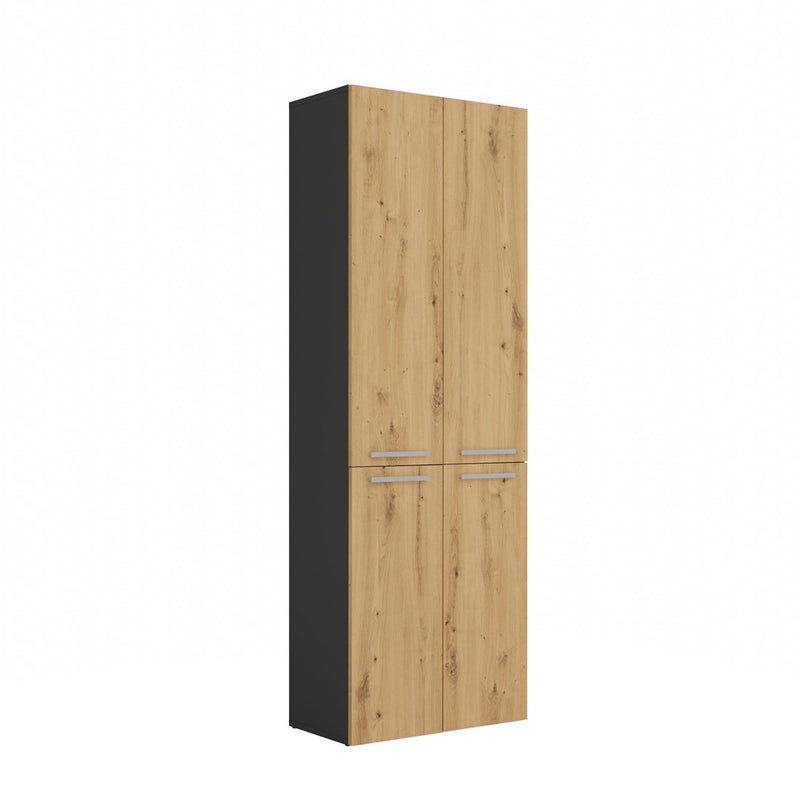 Meuble de salle de bain Topeshop NEL 1K DD ANT/ART KP Graphite, chêne