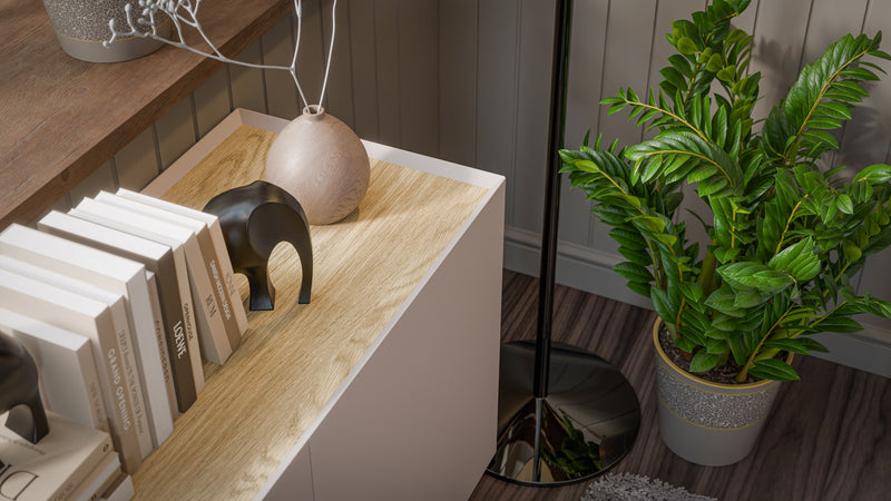 Cama FELLINI chest of drawers 150x40x70 cashmere + oiled oak top