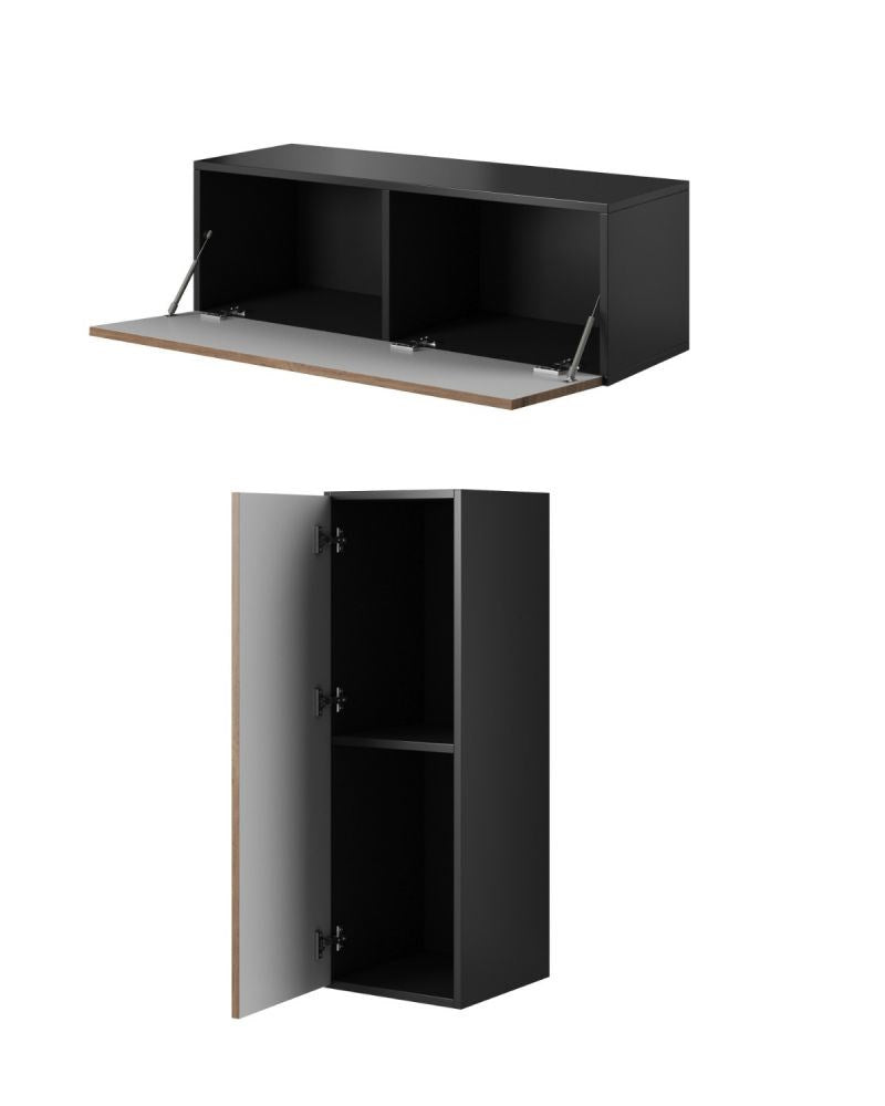 Cama full storage cabinet ROCO RO1 112/37/39 black/black/white