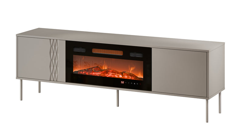 Cama RTV cabinet EF + fireplace black TRESSE 180x40x54.5 cashmere matt